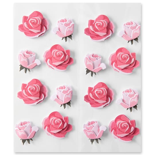 Pink Rose Floral Dimensional Stickers by Recollections&#x2122;